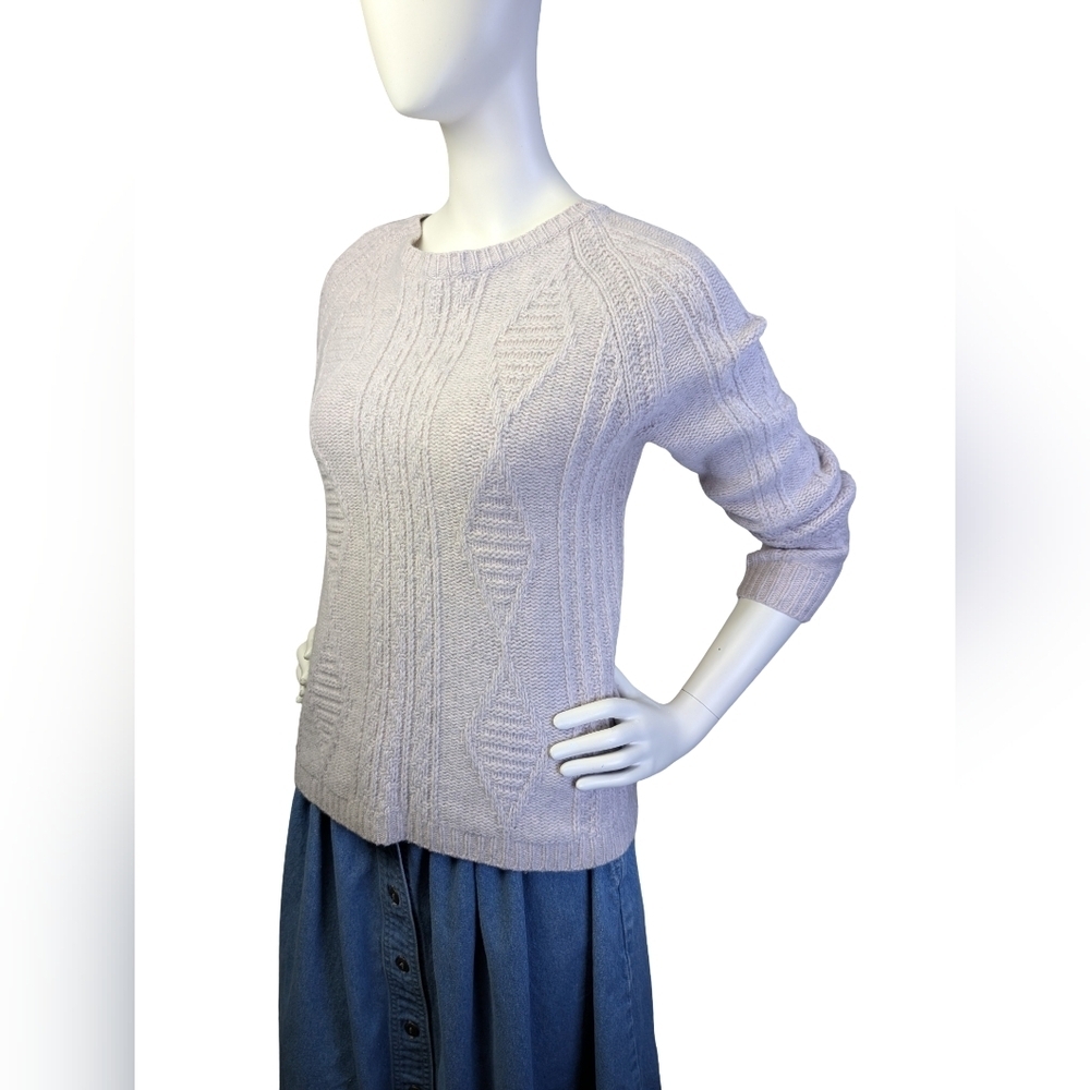 Madewell Merino Wool Cable Knit Sweater Back Zip Palisade Medium